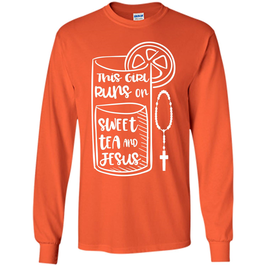 Christian T-shirt This Girl Runs on Sweet Tea and Jesus T-shirt Orange