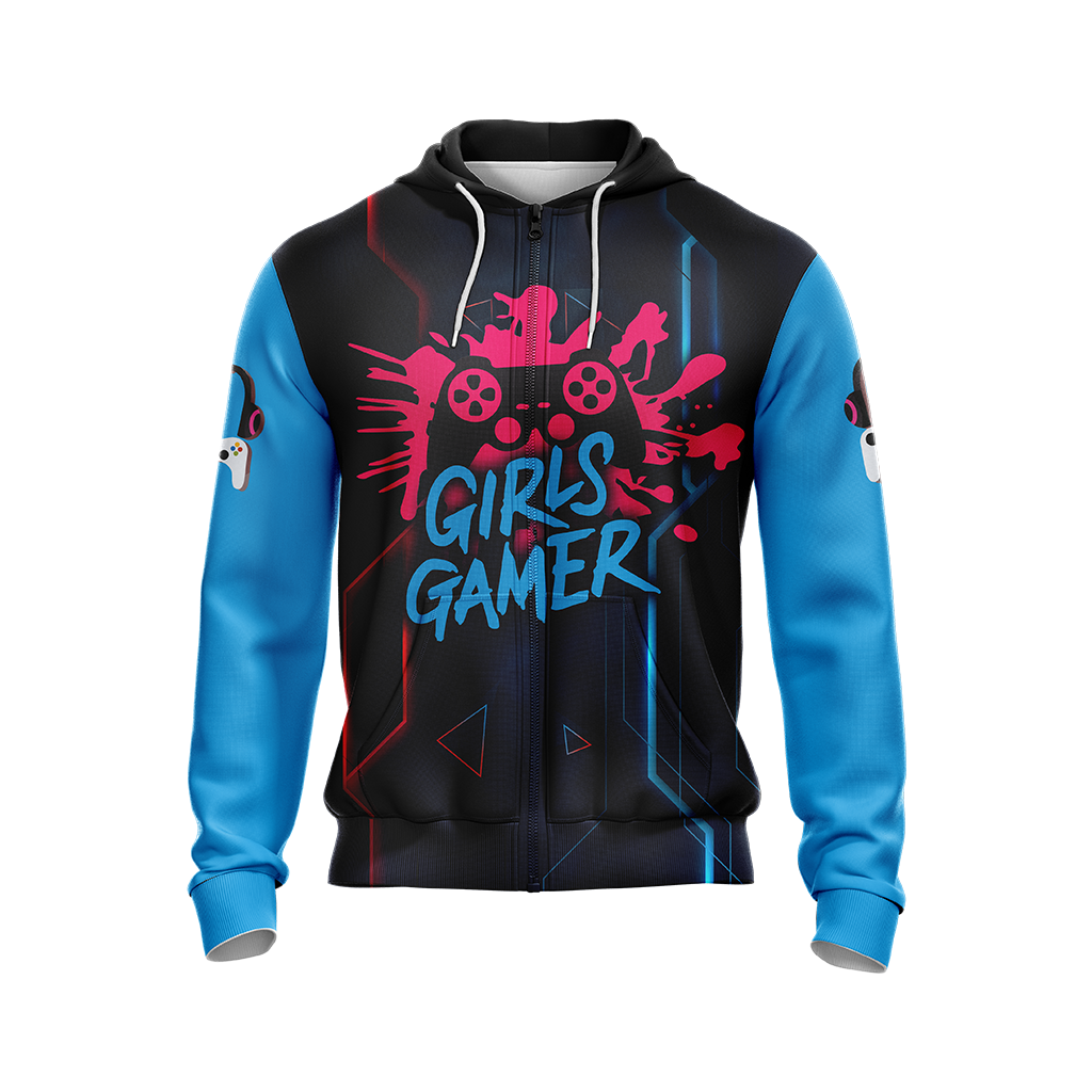Girls Gamer Gaming Lovers Unisex Zip Up Hoodie