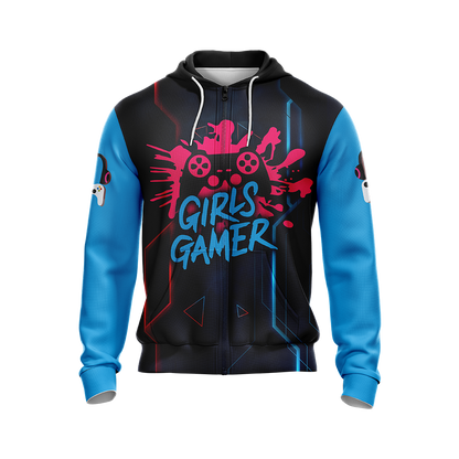 Girls Gamer Gaming Lovers Unisex Zip Up Hoodie