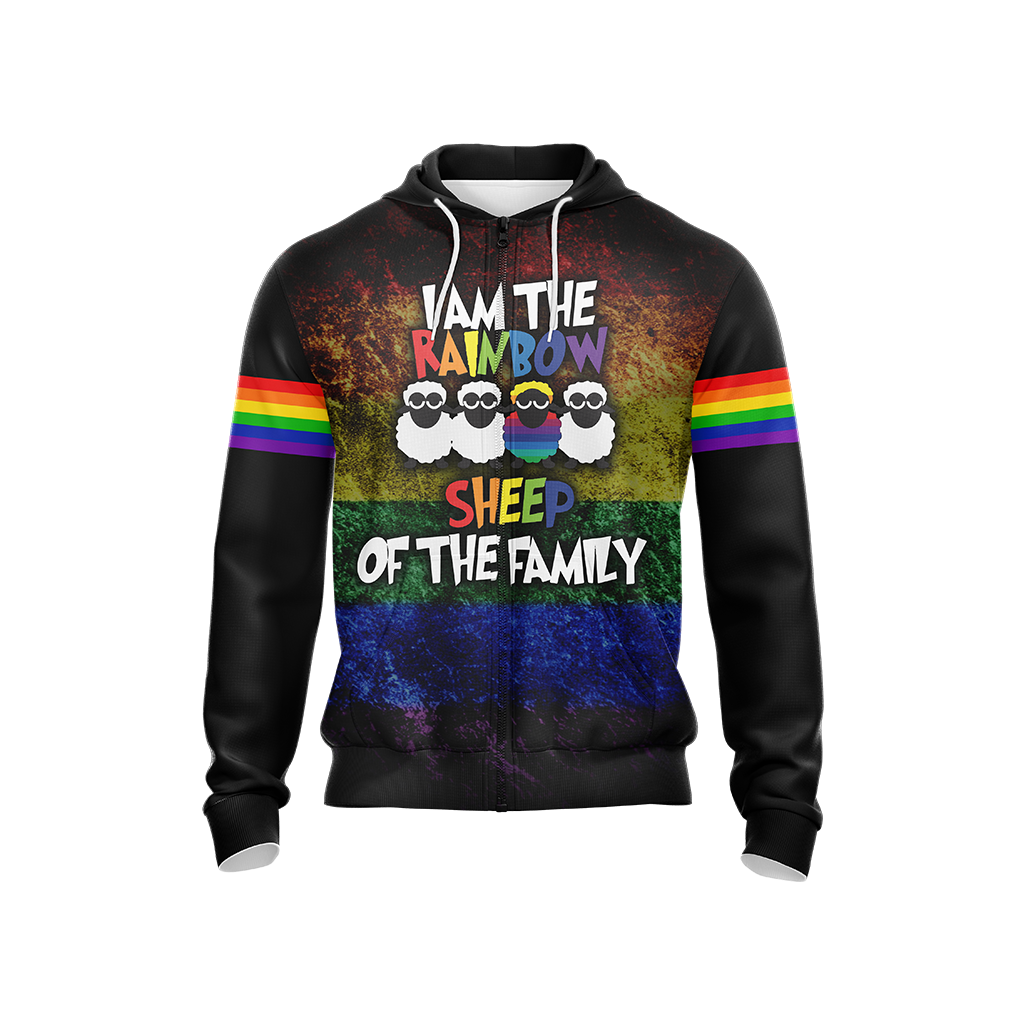 LGBT - I Am Rainbow Sheep Of The The Family Unisex Zip Up Hoodie