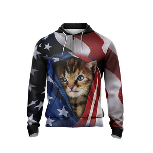 Patriotic Kitten Unisex Zip Up Hoodie