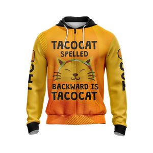 Tacocat Speeled Backward Is Tacocat Unisex Zip Up Hoodie