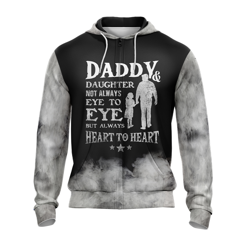 Daddy & Daughter - Not Always Eye To Eye But Always Heart To Heart Unisex 3D Zip Up Hoodie