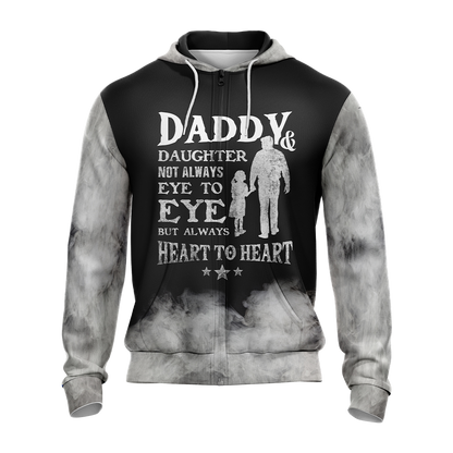 Daddy & Daughter - Not Always Eye To Eye But Always Heart To Heart Unisex 3D Zip Up Hoodie