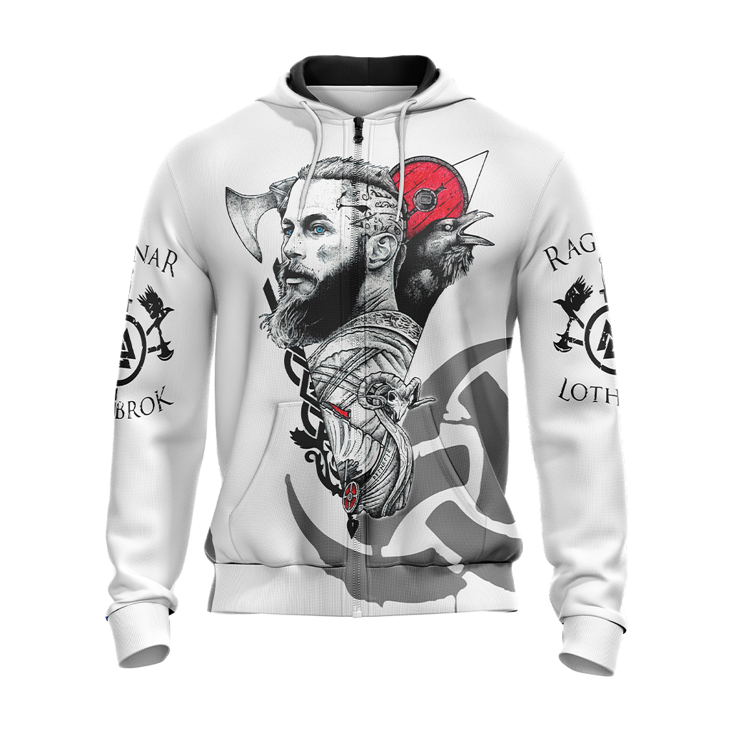 Vikings- Ragnar Lodbrok Unisex Zip Up Hoodie