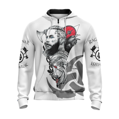 Vikings- Ragnar Lodbrok Unisex Zip Up Hoodie