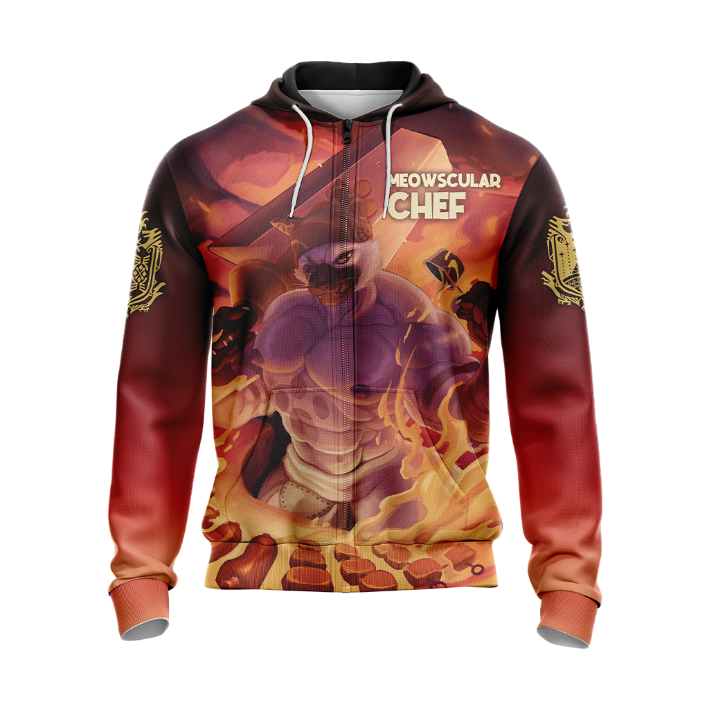 Monster Hunter Meowscular Chef Unisex 3D Zip Up Hoodie