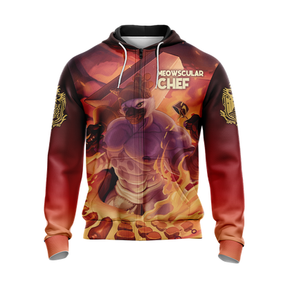 Monster Hunter Meowscular Chef Unisex 3D Zip Up Hoodie