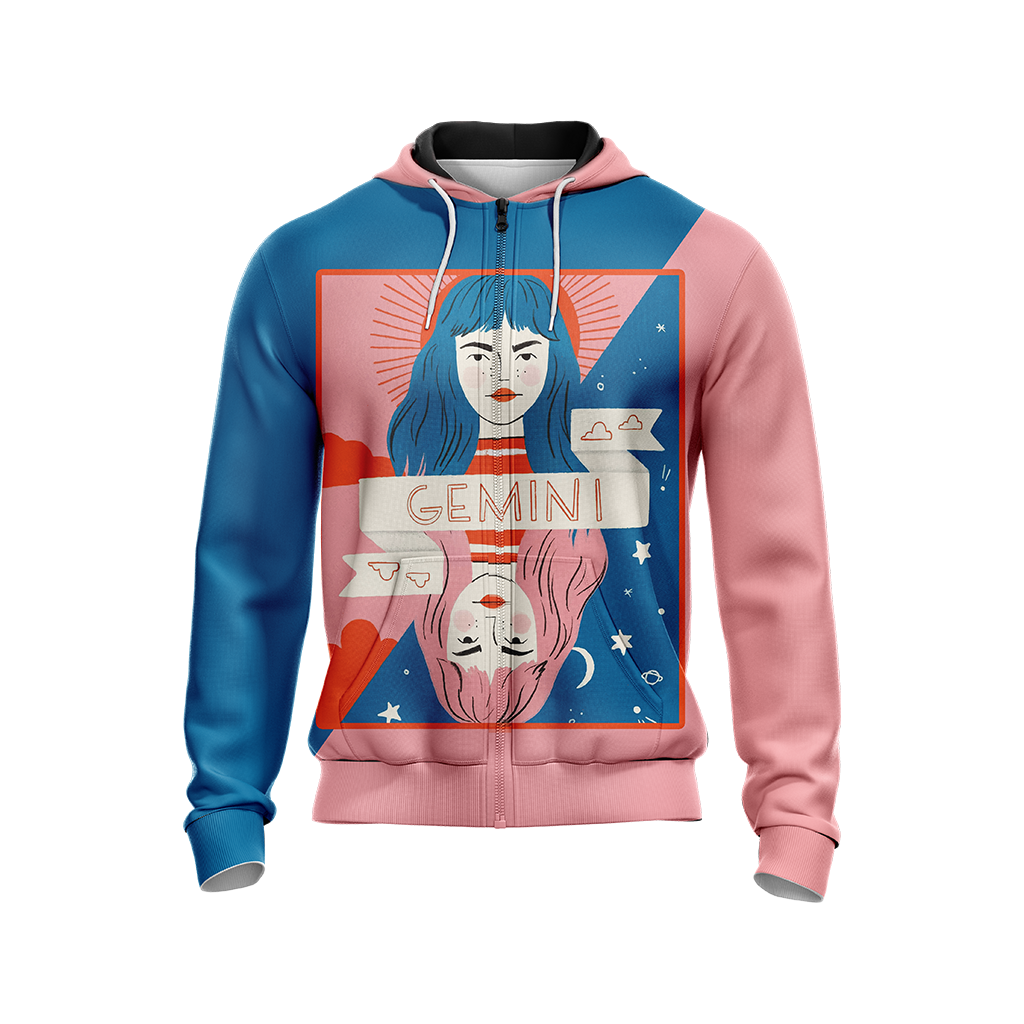Gemini Birthday Unisex Zip Up Hoodie