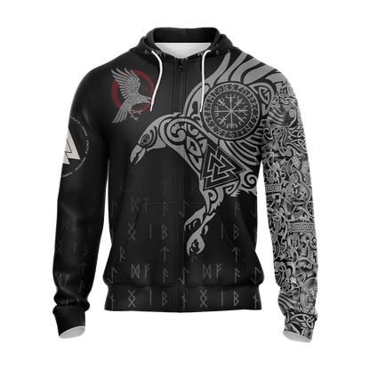 Nordic Warrior Viking Unisex 3D T-shirt Zip Hoodie Pullover Hoodie