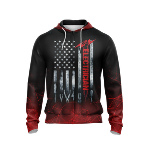 Patriotic Electrician American Flag Unisex Zip Up Hoodie