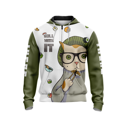 Hipster Cat Sushi Unisex Zip Up Hoodie