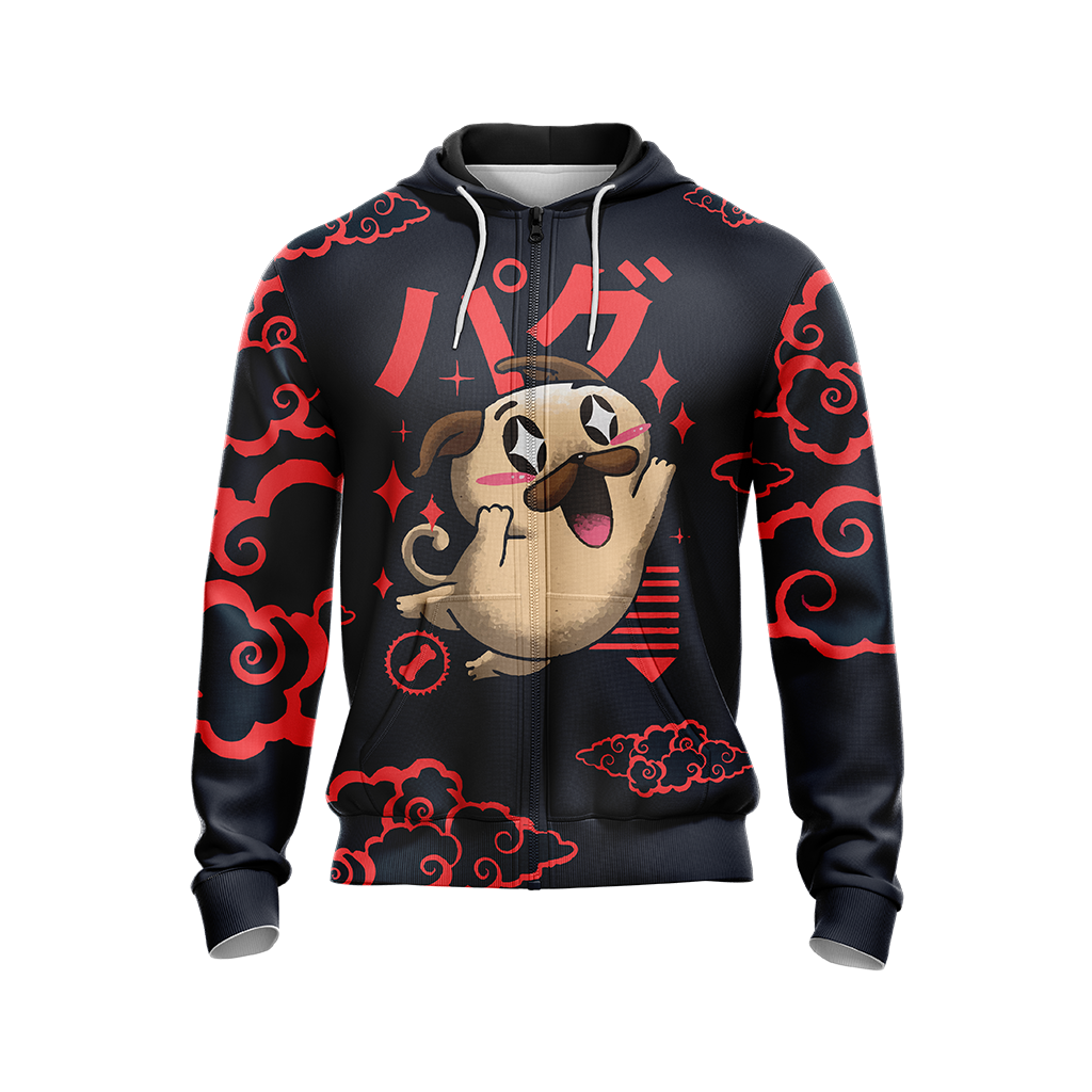 Pug Japanese Dogs Unisex Zip Up Hoodie