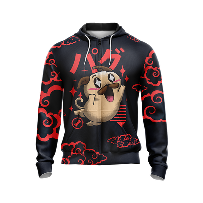 Pug Japanese Dogs Unisex Zip Up Hoodie