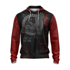 Norse Raven Unisex Zip Up Hoodie