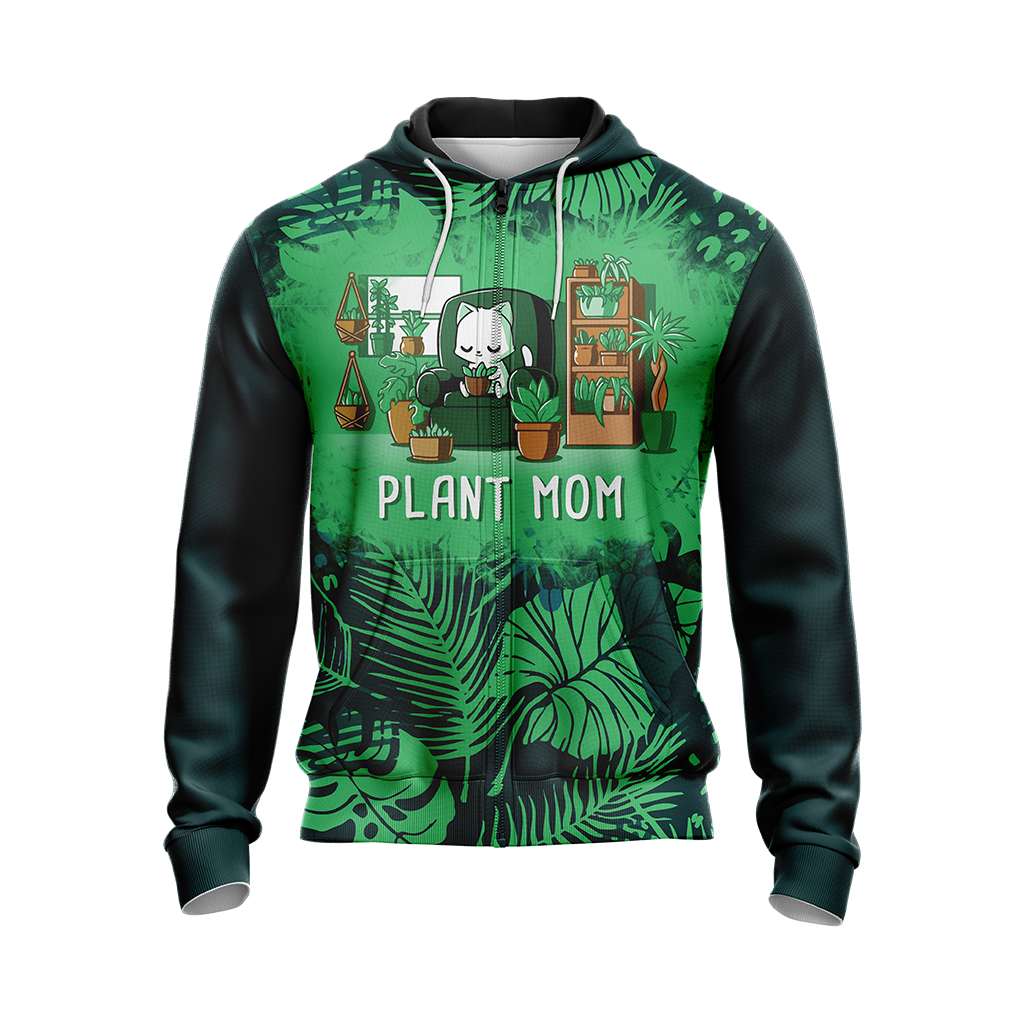 Plant Cat Mom Unisex Zip Up Hoodie