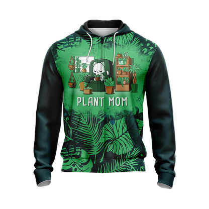 Plant Cat Mom Unisex Zip Up Hoodie