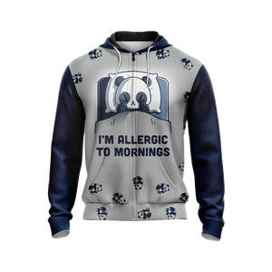 Kawaii Panda I'm Allergic To Morning Unisex Zip Up Hoodie