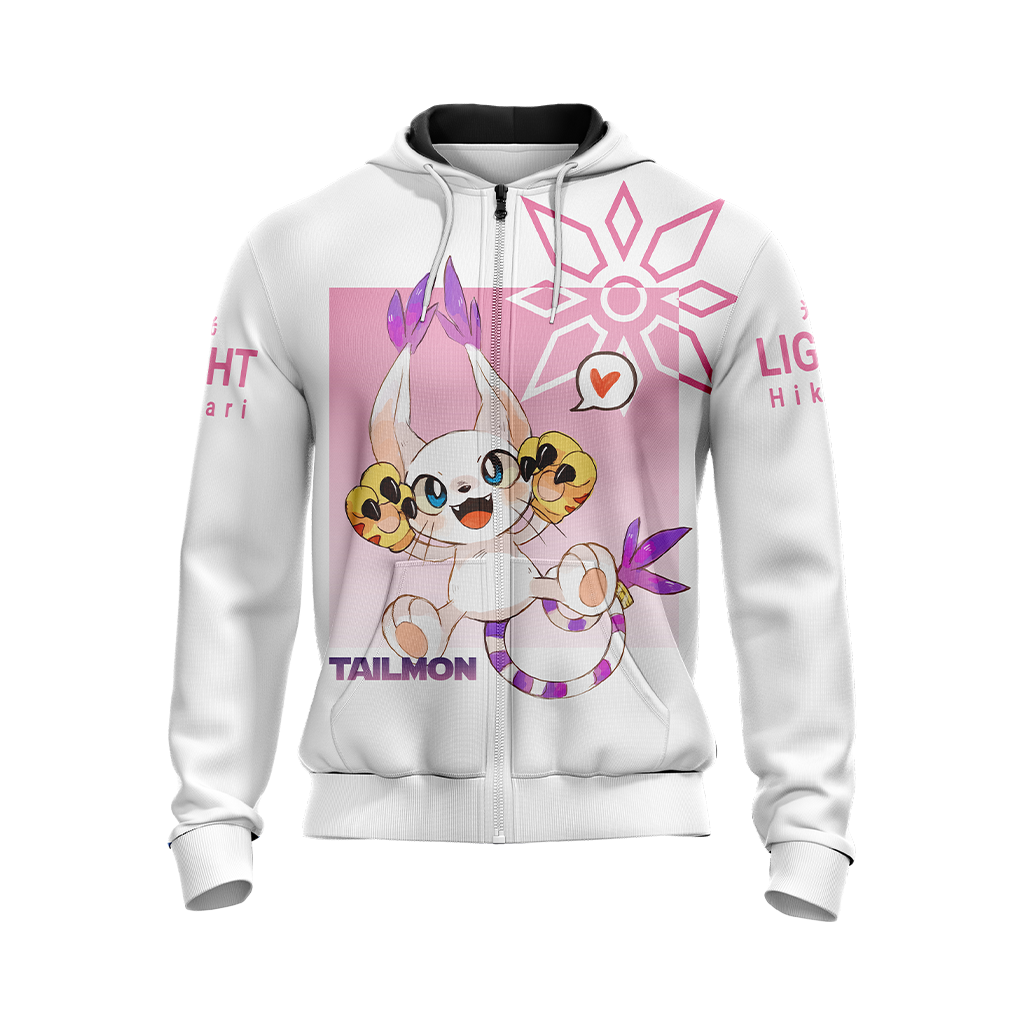 Digimon Tailmon Unisex 3D Zip Up Hoodie