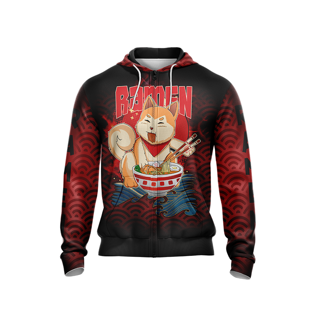 Shiba Inu and Ramen Japanese Style Unisex Zip Up Hoodie