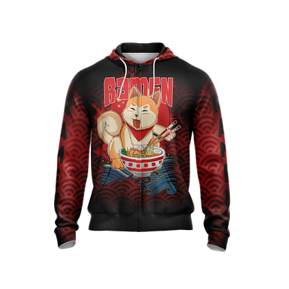 Shiba Inu and Ramen Japanese Style Unisex Zip Up Hoodie