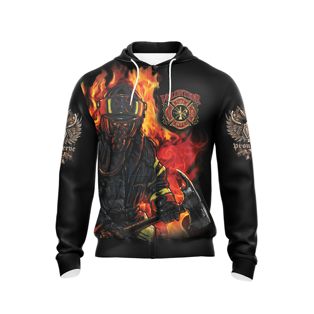 Firefighter First In Last Out Unisex Zip Up Hoodie