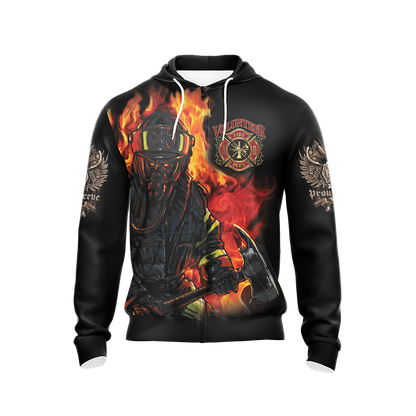 Firefighter First In Last Out Unisex Zip Up Hoodie