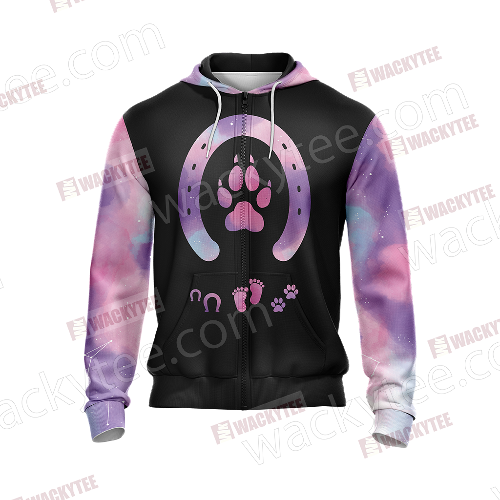 Never Walk Alone Dog and Horse Unisex Zip Up Hoodie Jacket