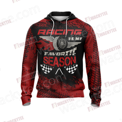 Racing Is My Favorite Season Speed Unisex Zip Up Hoodie