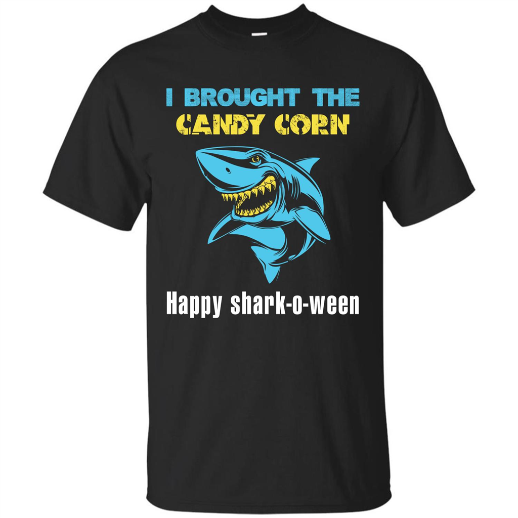 Shark T-shirt I Brought The Candy Corn Happy Shark-o-ween T-shirt Black