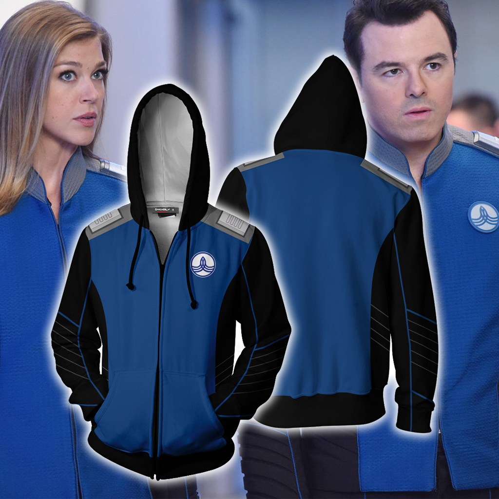 The Orville Ed Mercer Captain Cosplay Zip Up Hoodie Jacket 4XL