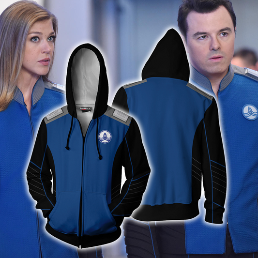 The Orville Ed Mercer Captain Cosplay Zip Up Hoodie Jacket 4XL