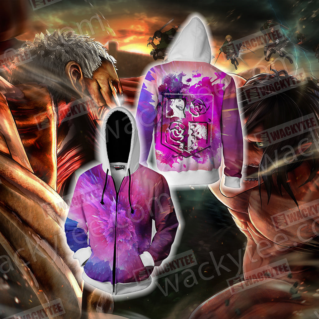 Attack on Titan Emblems Stationary Guard Zip Up Hoodie Jacket 4XL