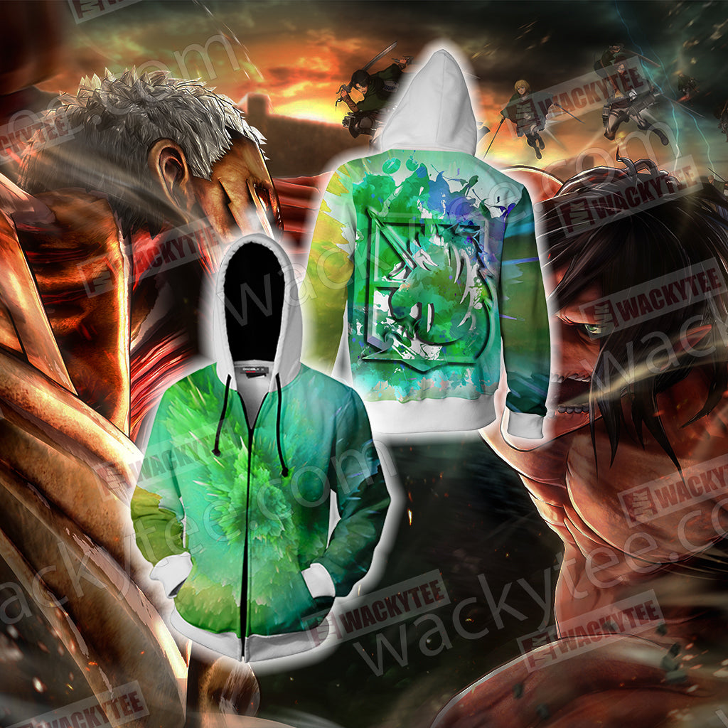 Attack on Titan Emblems Military Police Zip Up Hoodie Jacket 4XL