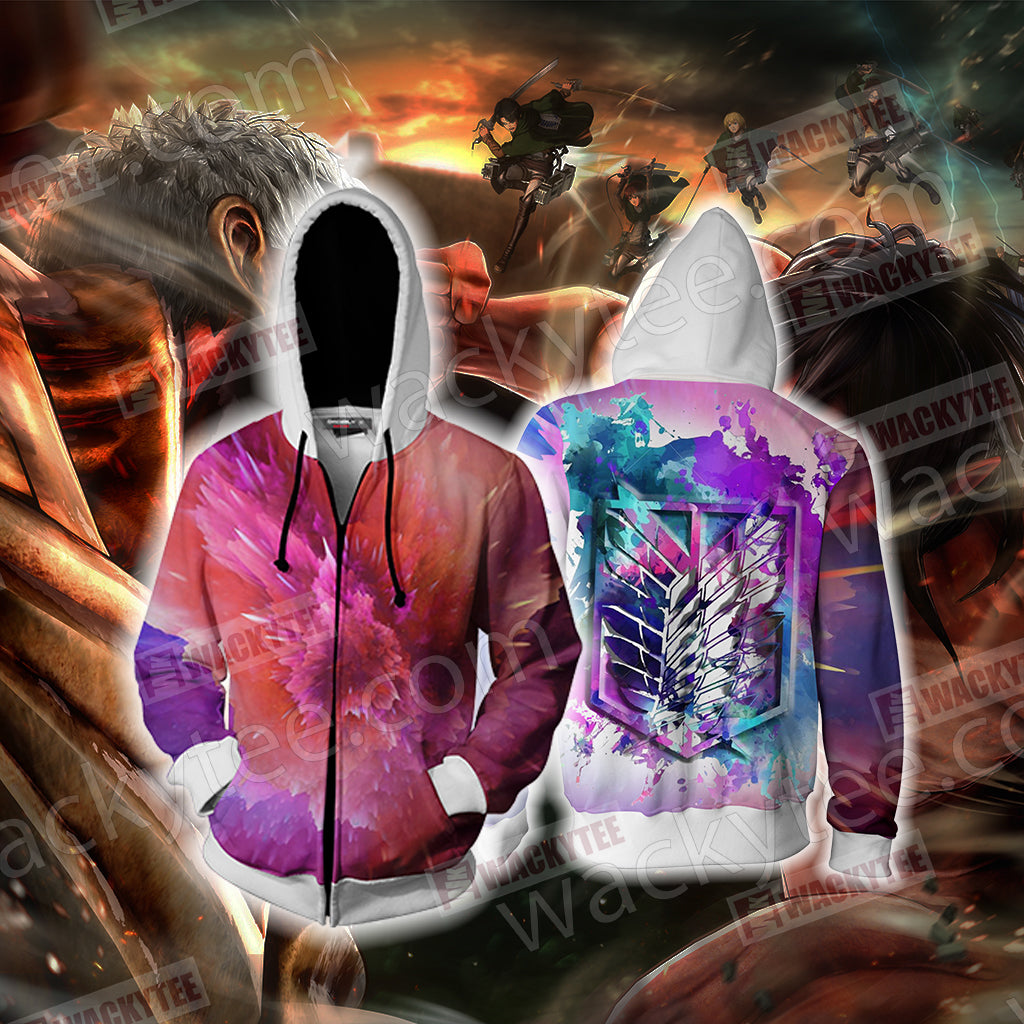 Attack on Titan Emblems Scouting Legion Zip Up Hoodie Jacket 4XL