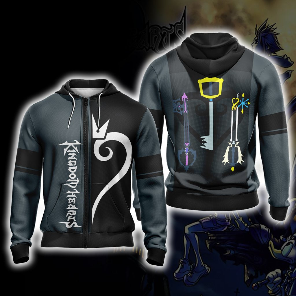 Kingdom Hearts - Weapons Symbol Style Unisex Zip Up Hoodie