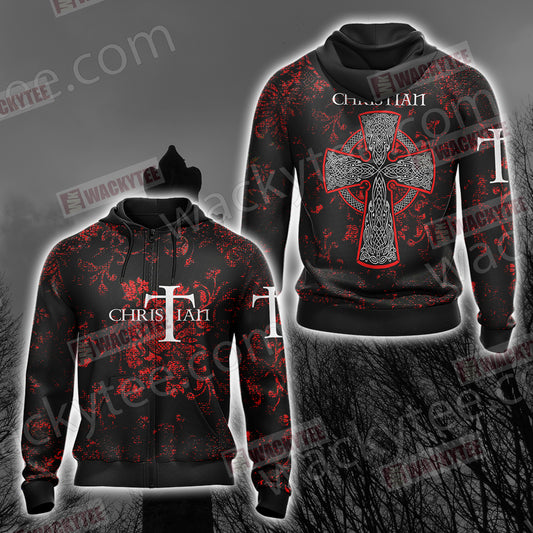 Cross Gothic Christian Unisex Zip Up Hoodie 4XL
