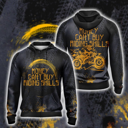 Money can't buy Riding Skills Unisex Zip Up Hoodie 4XL