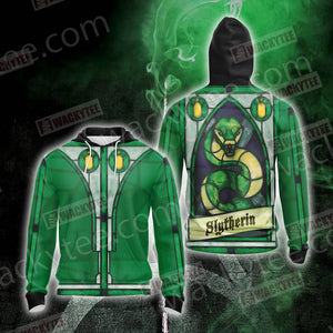 Harry Potter Hogwarts Slytherin House New Collection Unisex Zip Up Hoodie