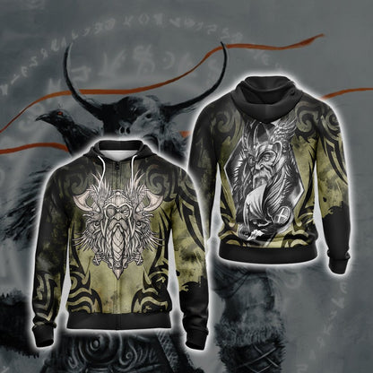 Odin New Unisex Zip Up Hoodie 4XL