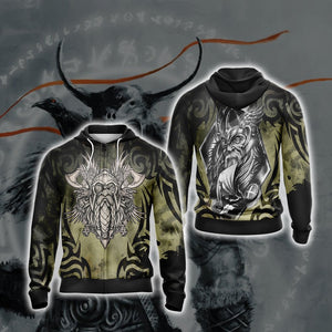 Odin New Unisex Zip Up Hoodie