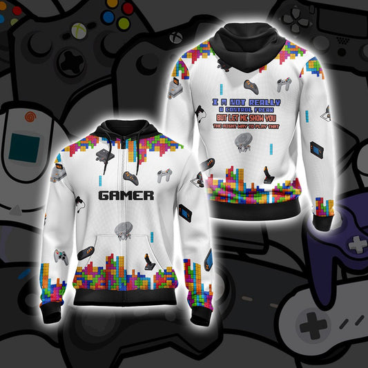 I'm Not Really A Control Freak But Let Me Show You The Right Way To Play That Gamer Unisex Zip Up Hoodie 4XL