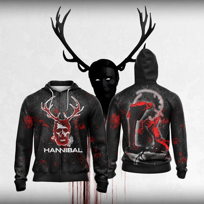 Hannibal (TV series) Unisex Zip Up Hoodie Jacket 4XL