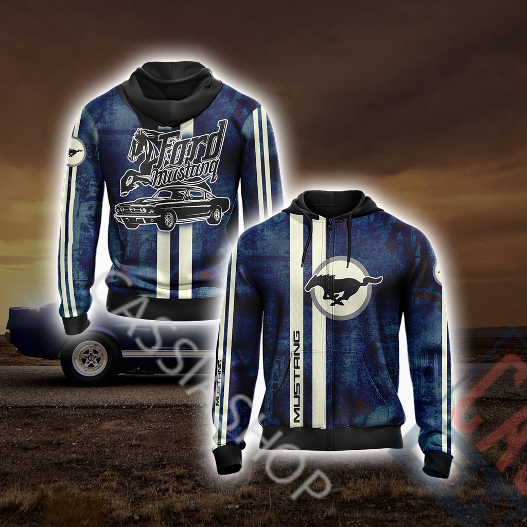 Mustang Racing Car Unisex Zip Up Hoodie 4XL