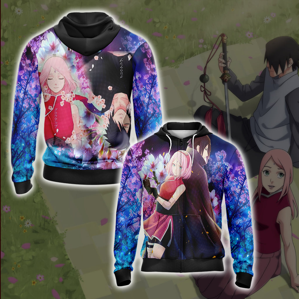 Naruto - Sasuke & Sakura Unisex Zip Up Hoodie Jacket 4XL