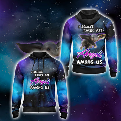 I Believe There Are Angels Among Us Elephant Unisex Zip Up Hoodie 4XL