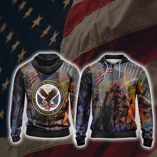 Department Of Veterans Affairs US Of America Unisex Zip Up Hoodie 4XL