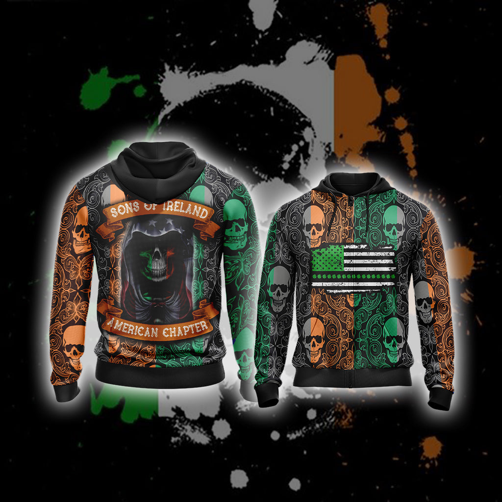Sons Of Ireland American Chapter Happy Saint Patrick's Day Zip Up Hoodie 4XL