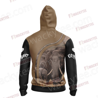Love Elephant Unisex Zip Up Hoodie Jacket