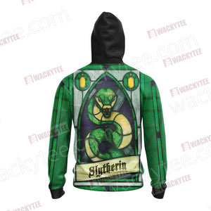 Harry Potter Hogwarts Slytherin House New Collection Unisex Zip Up Hoodie